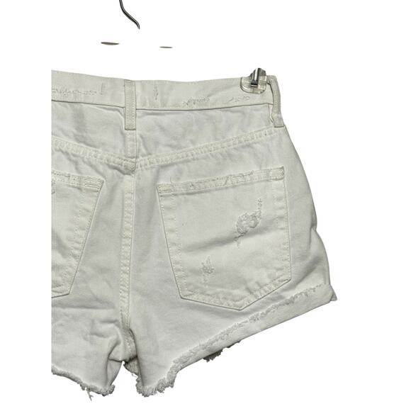 Free People Lasso Denim Short Distressed High Rise Buttoned White Women's 25 NWT - Picture 7 of 10